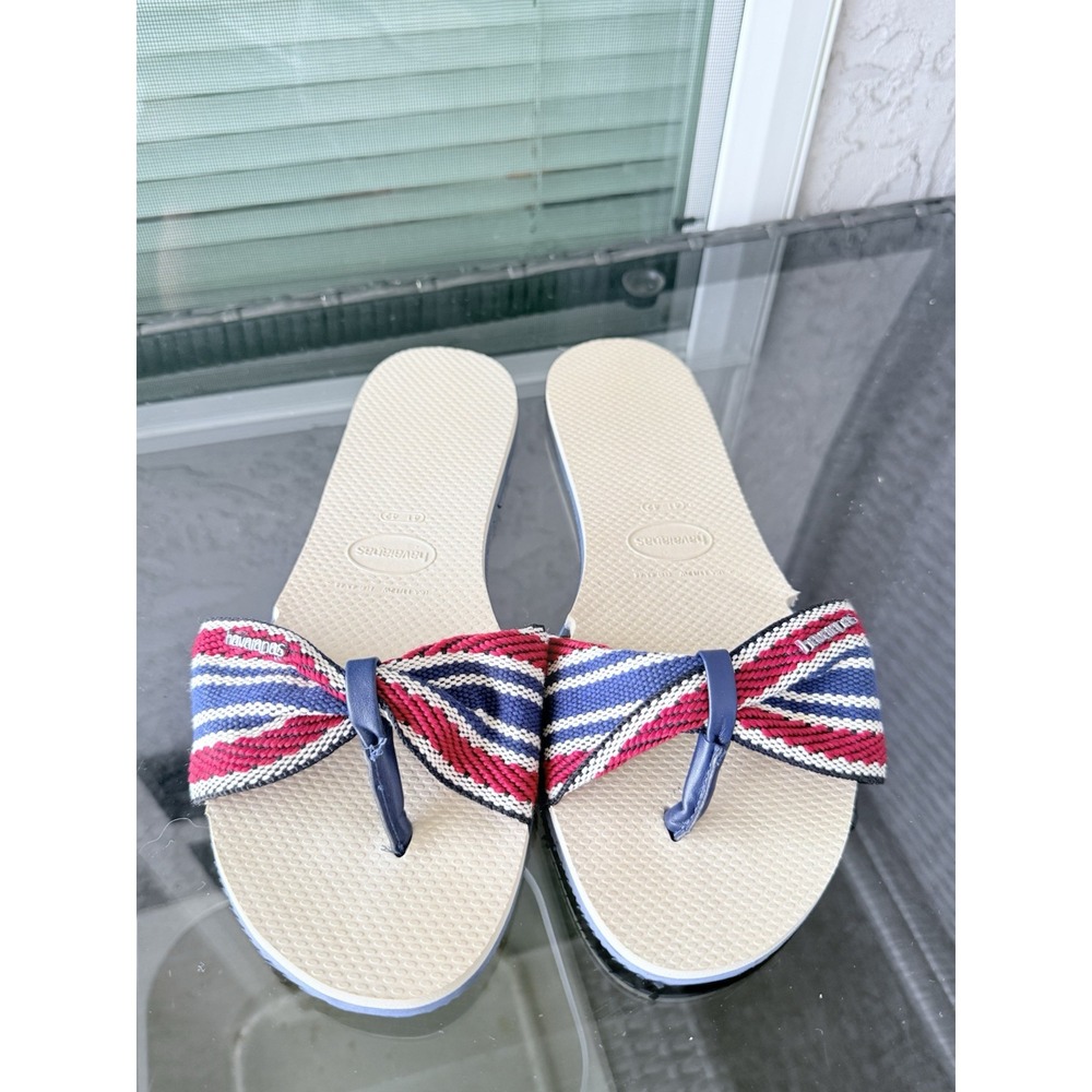 HAVAIANAS You St. Tropez Fita Stripe Flip Flops Womens‎ 11-12 41-42 White USA